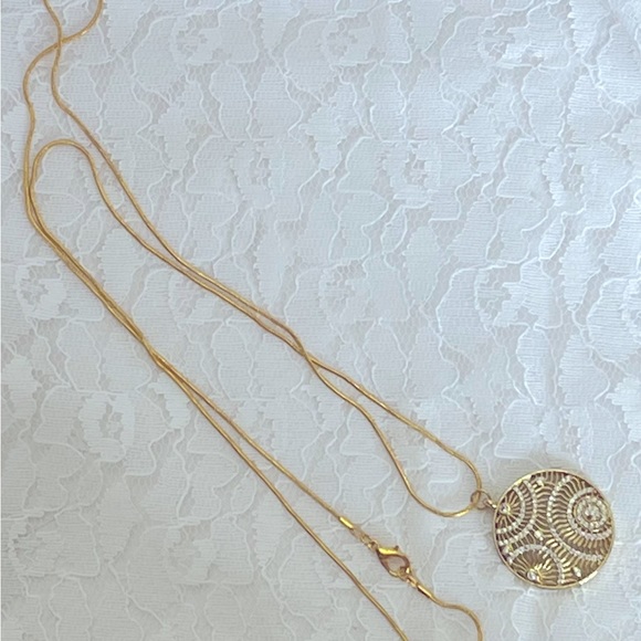 Gold Pendant Long Necklace - Picture 2 of 2